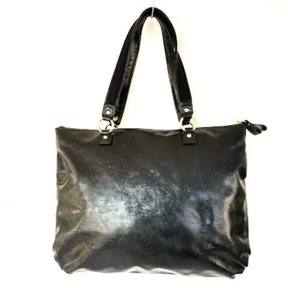 Coach Poppy Black Liquid Glam Patent Leather Tote - Picture 2 of 16